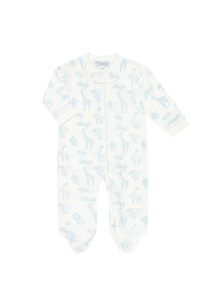 Blue Elephant Zipper Footie