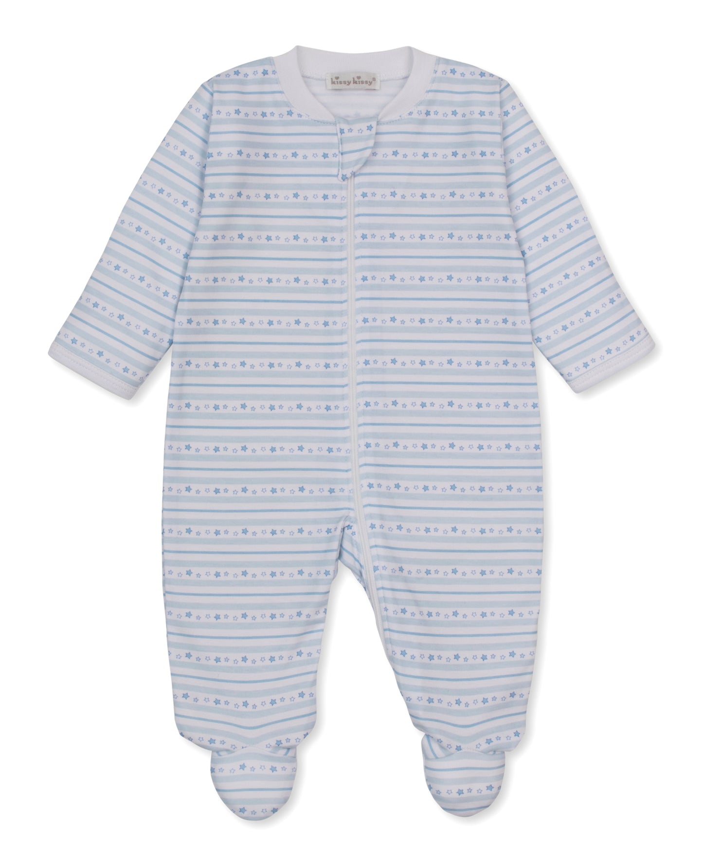 Footie w/Zip Print - Starry Stripes