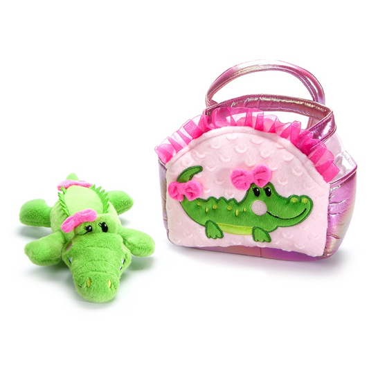Pink Purse & 9" Plush Alligator