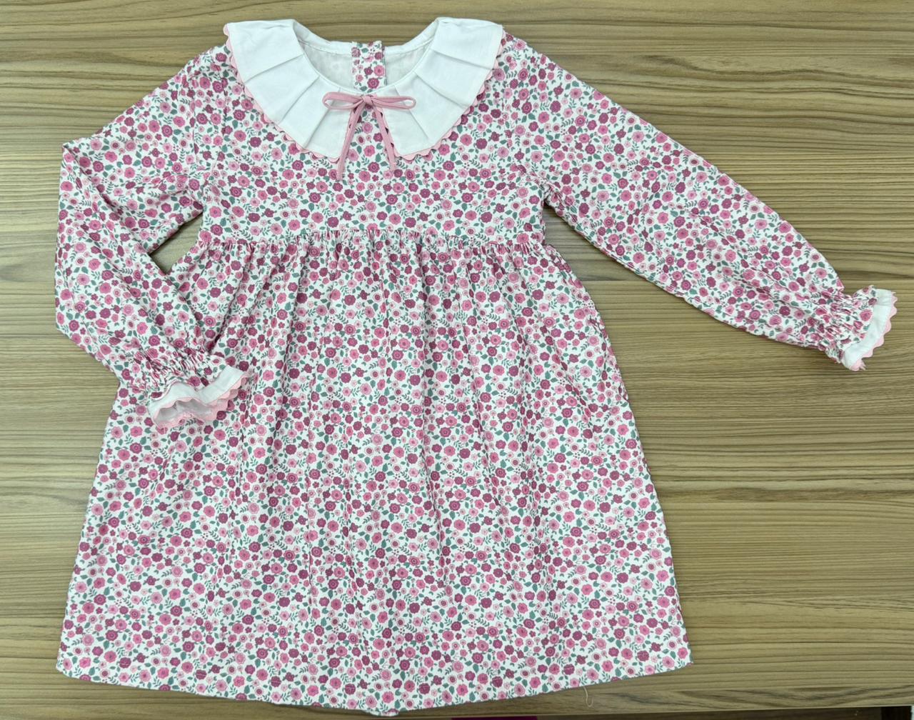 Pink Corduroy Floral Dress LGF26-04