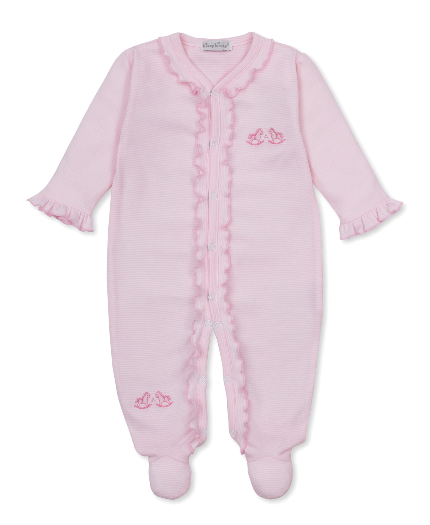 Footie Stripe - Pink Gingham Rockers