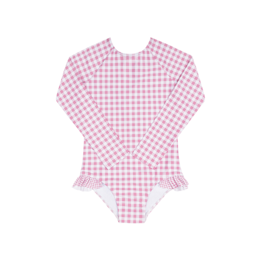 Girls Blush Gingham Rashguard One Piece TWEEN