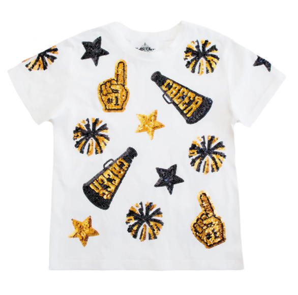 Black and Gold Cheer Shirt Tween