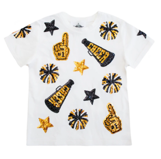 Black and Gold Cheer Shirt Tween