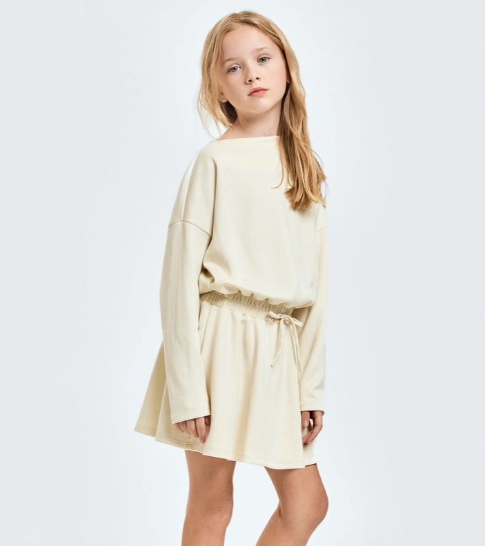 Modal Knit Boat Neck Dress Cream - Tween