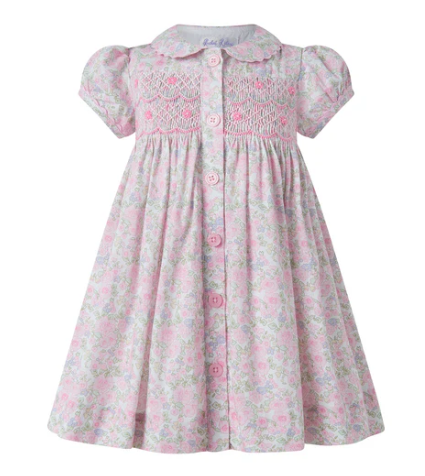 Ditsy Bloom Smocked Button-Front Dress