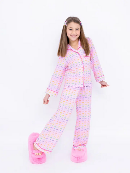 Girls Rainbows Jersey LS Pajama Set - Tween