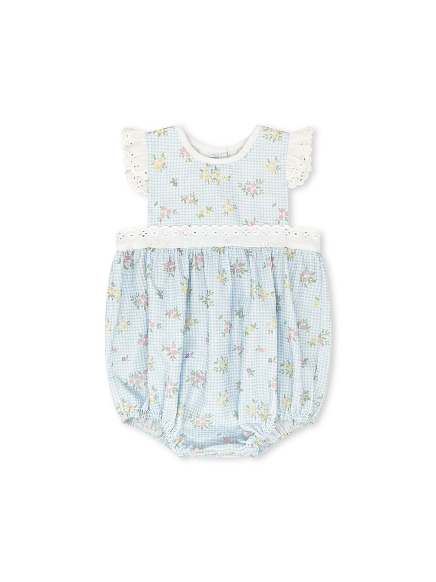 Pinafore Bubble - Spring Time Blooms w/ White Eyelet
