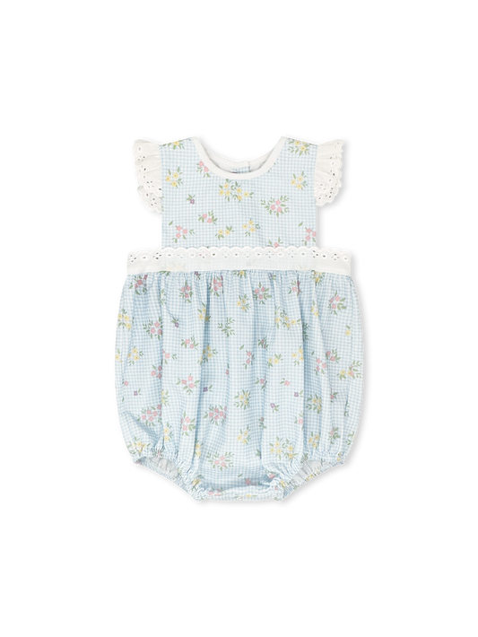 Pinafore Bubble - Spring Time Blooms w/ White Eyelet