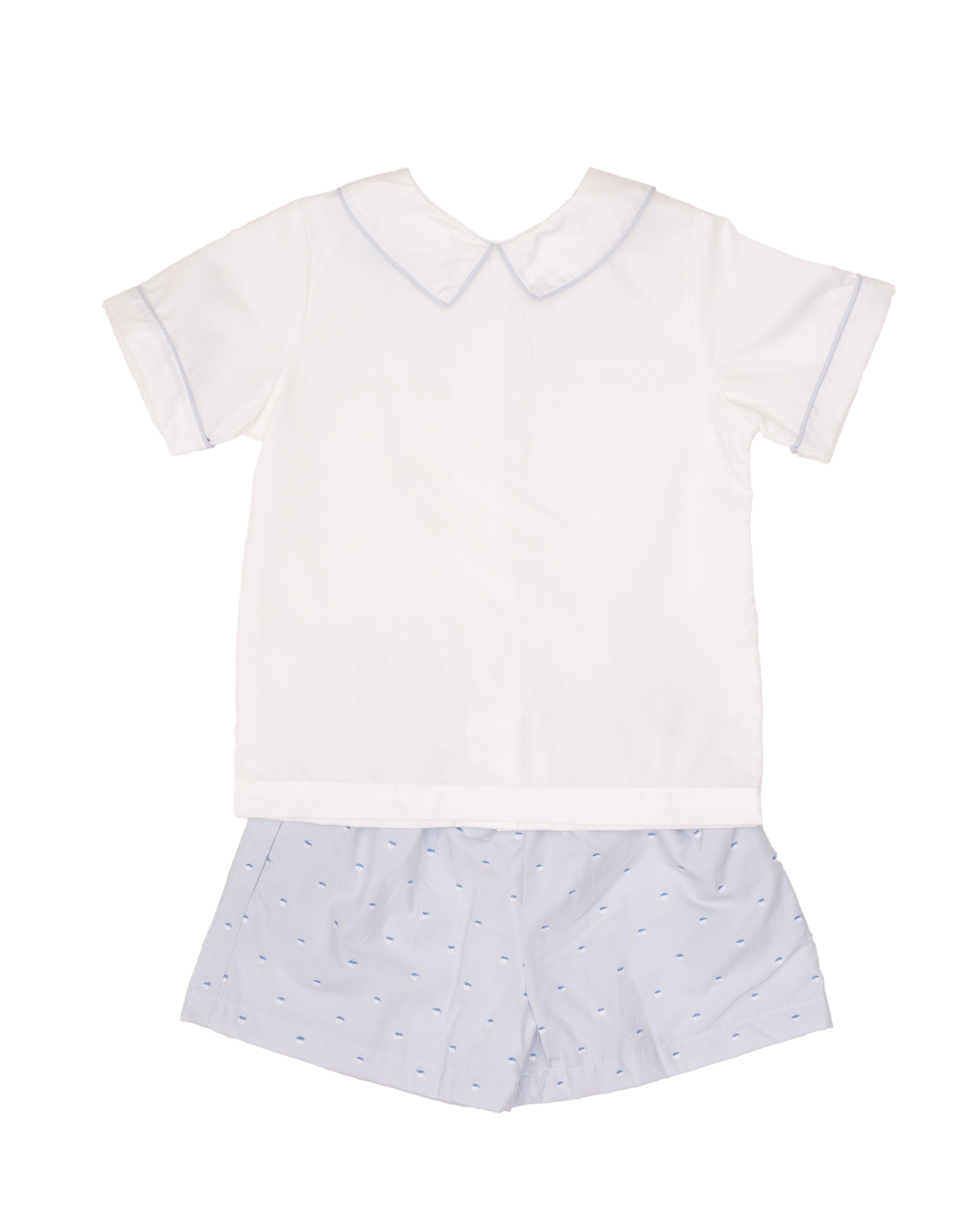 John Short Set Light Blue Swiss Dot