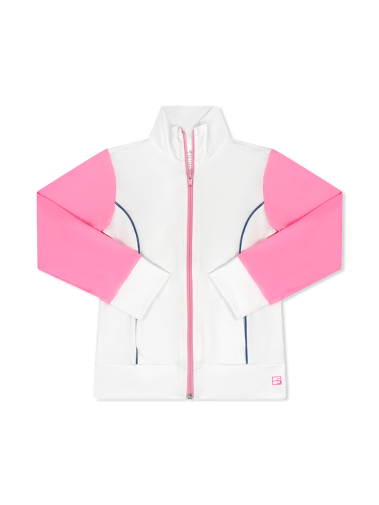 Juliet Jacket - Pure Coconut w/Flamingo Pink Arms TWEEN