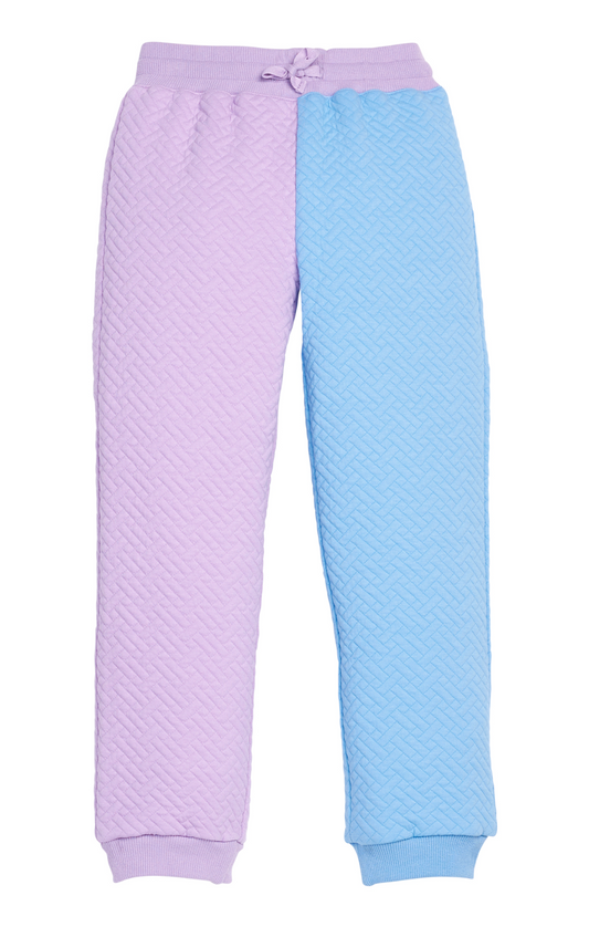 Color Block Jogger - Lavender & Blue Quilted Trellis - Tween