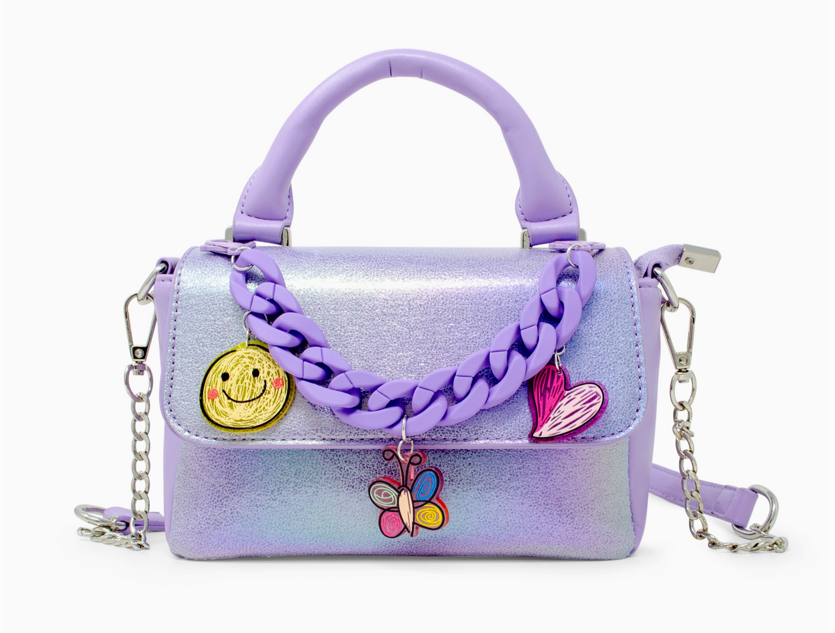 Shiny Baguette Jumbo Chain Bag - Purple - Tween
