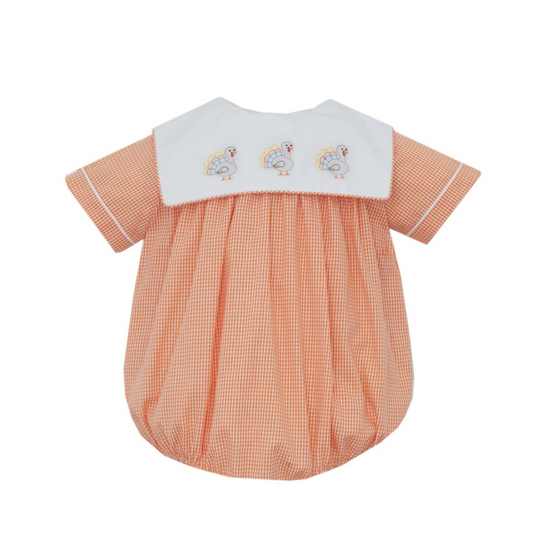 TURKEY - Orange gingham boy's bubble w / white collar S/S (202BB-BF26)