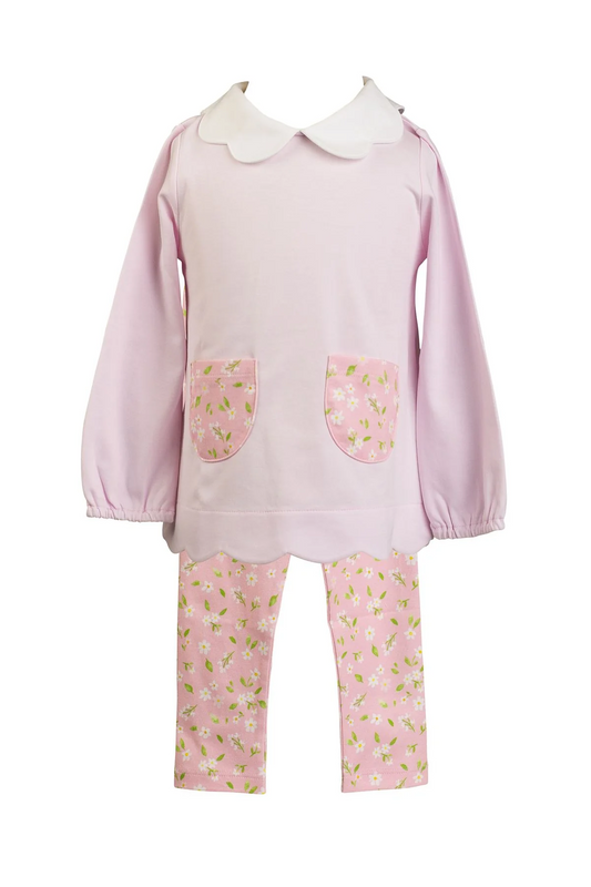 Pink Petal Soft Pink Floral L/S Tunic with Leggings