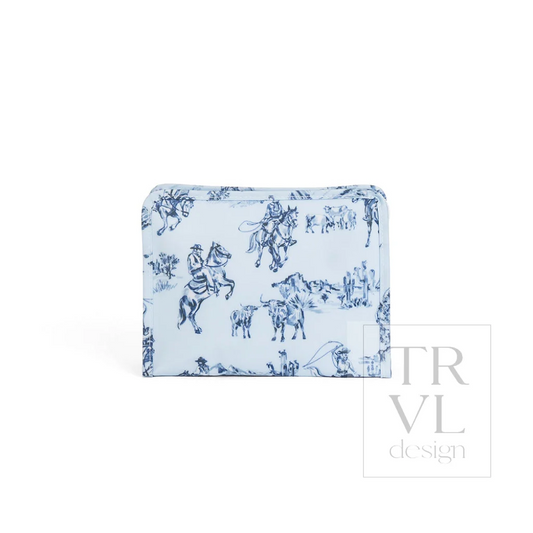 Roadie Large Zip Pouch - Blue Cowboy Toile