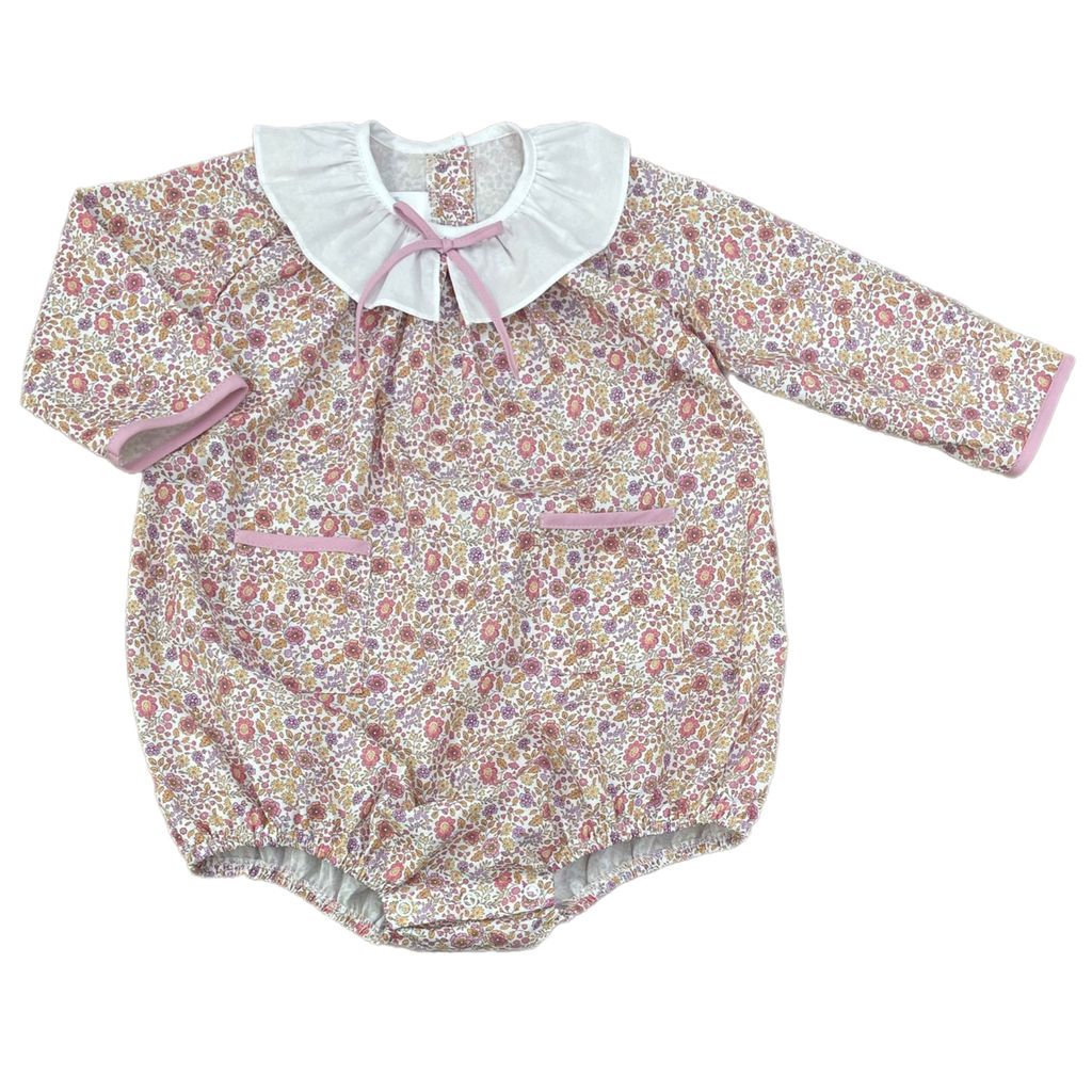 Pink Fall Floral Woven Girls Bubble DJFW25-42