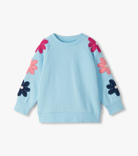 Cool Blue Floral Slouchy Pullover TWEEN