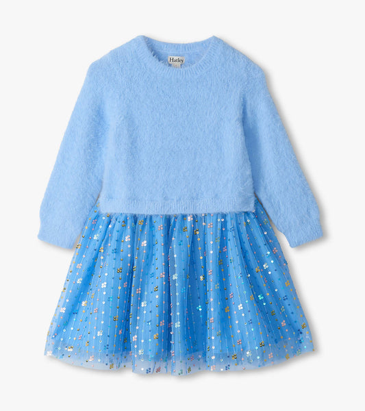Jelly Bean Sequins Fuzzy Mixed Dress