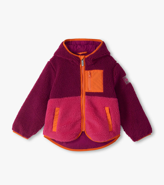 Raspberry Radiance Faux Sherpa Hooded Jacket TWEEN