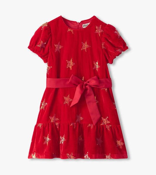 Star Sequins Velvet Dress