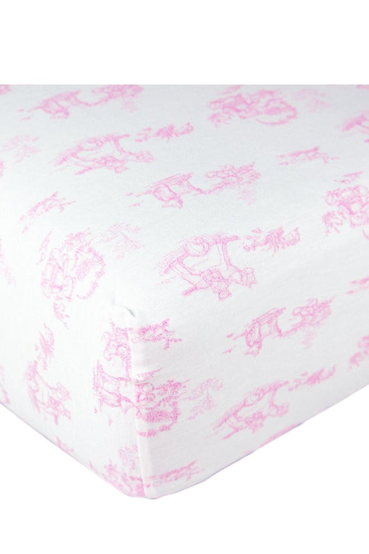 Pink Toile Baby Crib Sheets