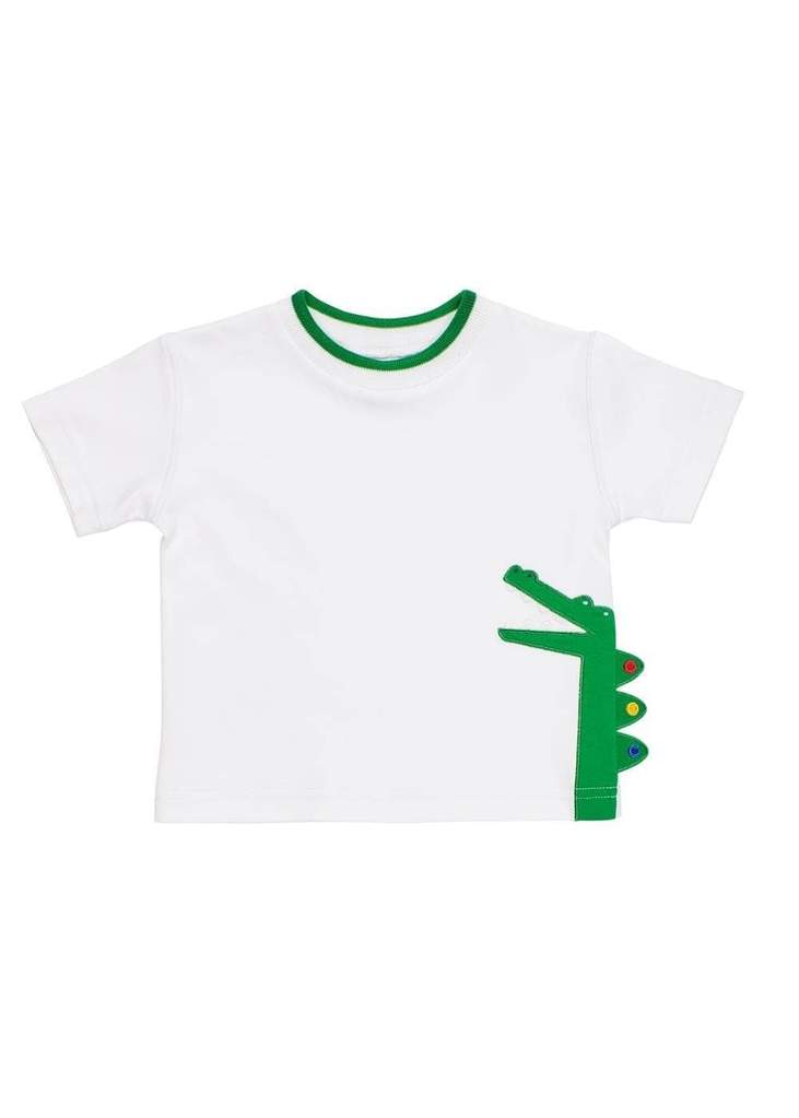 White Knit Top With Alligator-Toddler boys