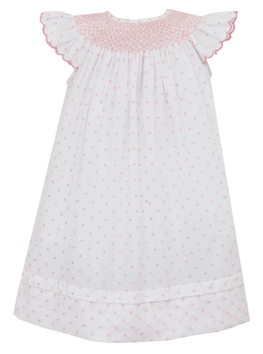 Pauline Dress with Pink Emb. Dot and Angel Wing - 333B