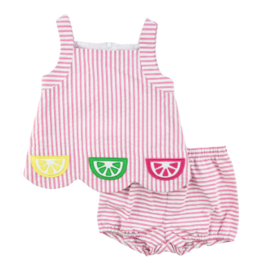 Seersucker Top And Bloomer With Fruit Slices 4458