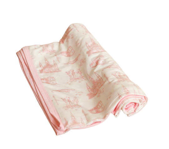 Pink New Orleans Toille Bamboo Swaddle Blanket