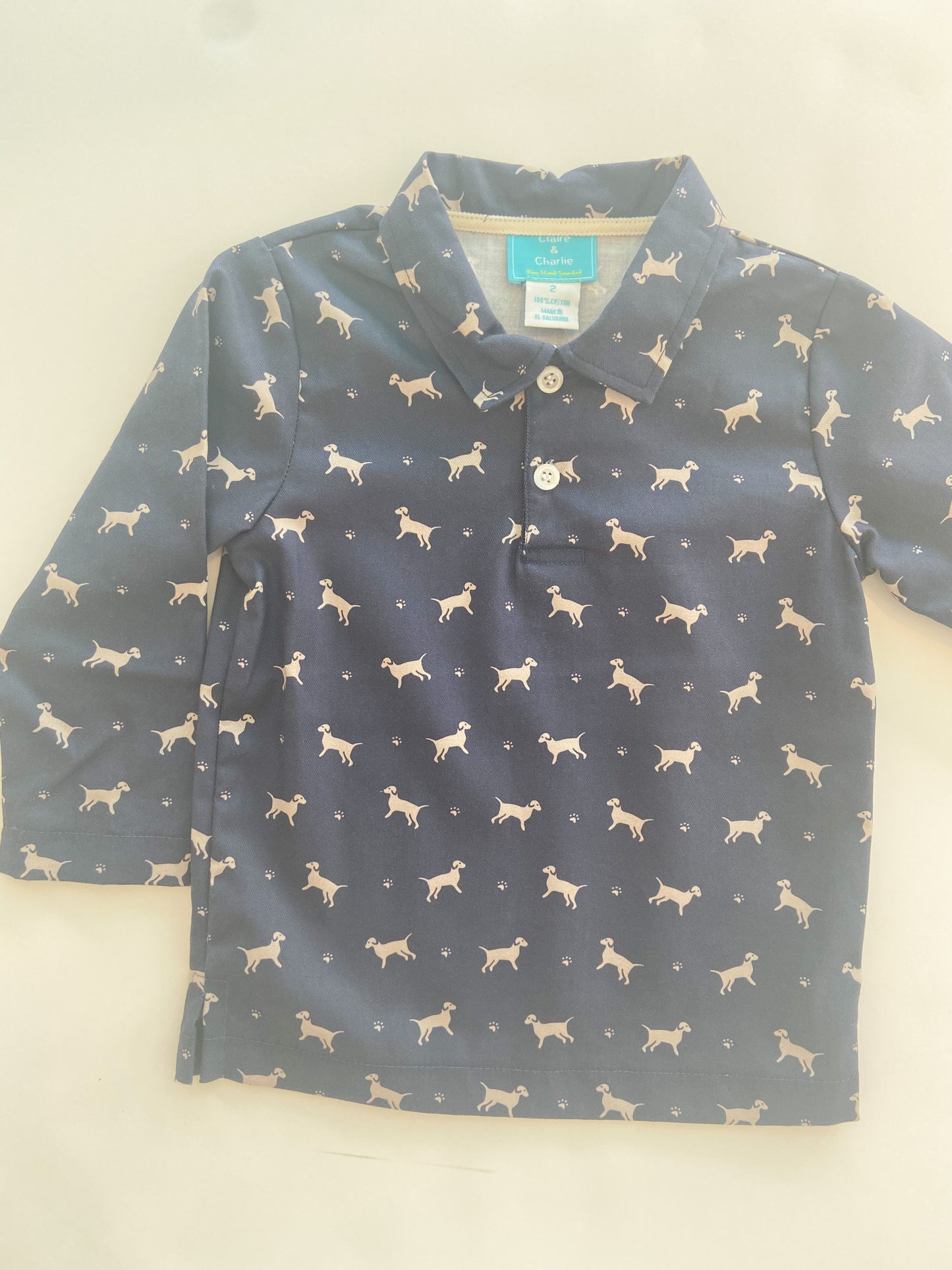 Navy Blue Lab Print Polo