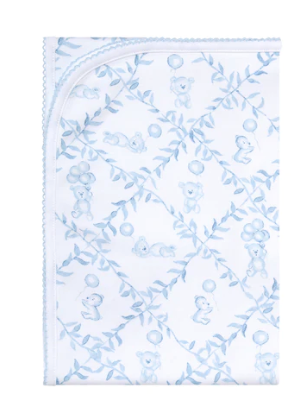 Bear Trellace Blanket Blue