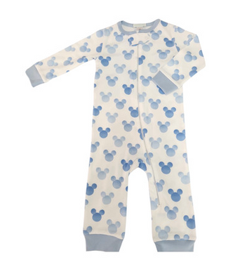 Mouse Ears Footless Romper blue + pink