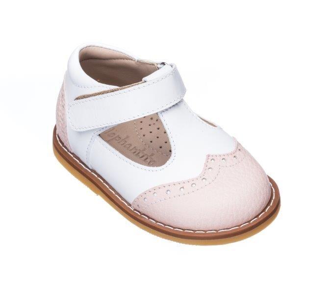 Two Tone T Strap Pink and White Shoes