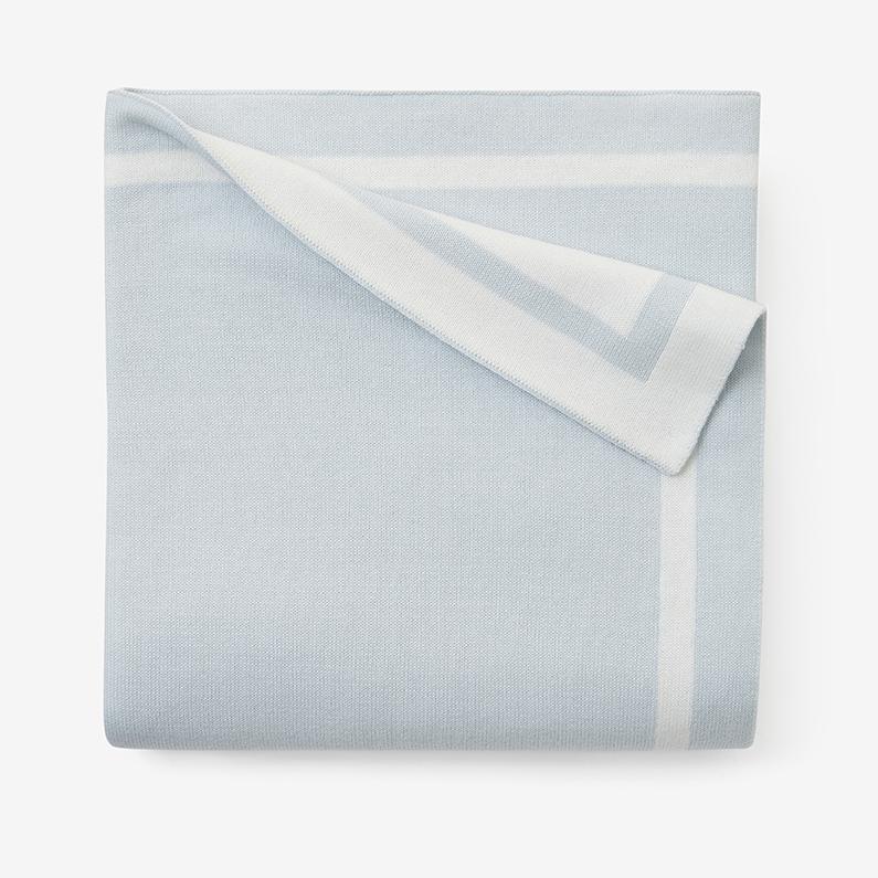Blue Tuxedo Stripe Reversible Cotton Knit Baby Blanket