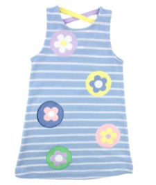 Spring Cuties - Stripe Knit Dress with Flower Dots