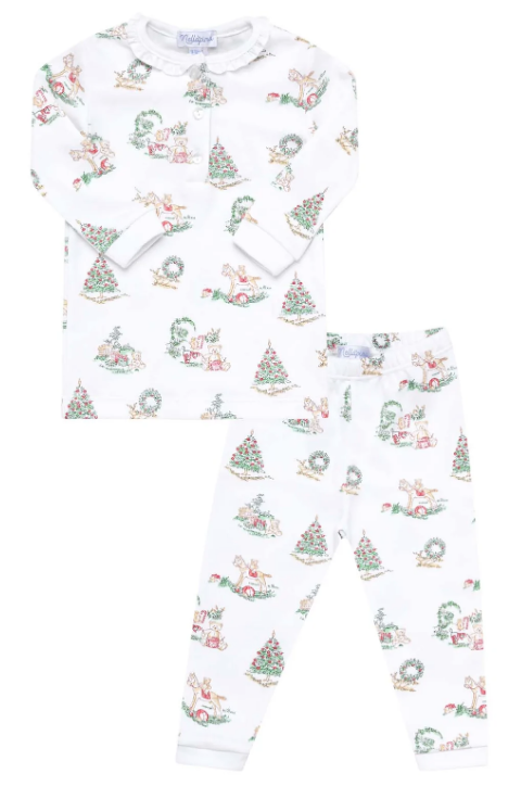 Girl Christmas Toile Pajamas