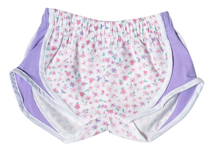 Athletic Short White floral with lavender side