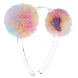 Double Pom Pom Rainbow Headband