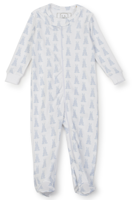 Parker Zipper Pajama Bunny Tails Blue