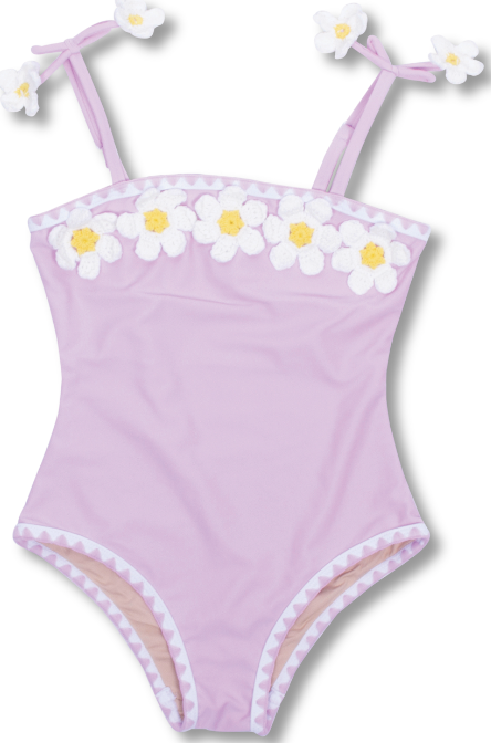 Crochet Pom Pom 1 Piece Lavender Daisy