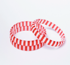 Red White Stripe Bangle Bracelet Set of 3