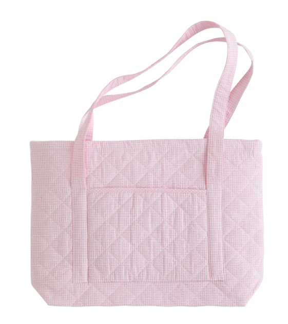 Quilted Luggage Tote - Light Pink