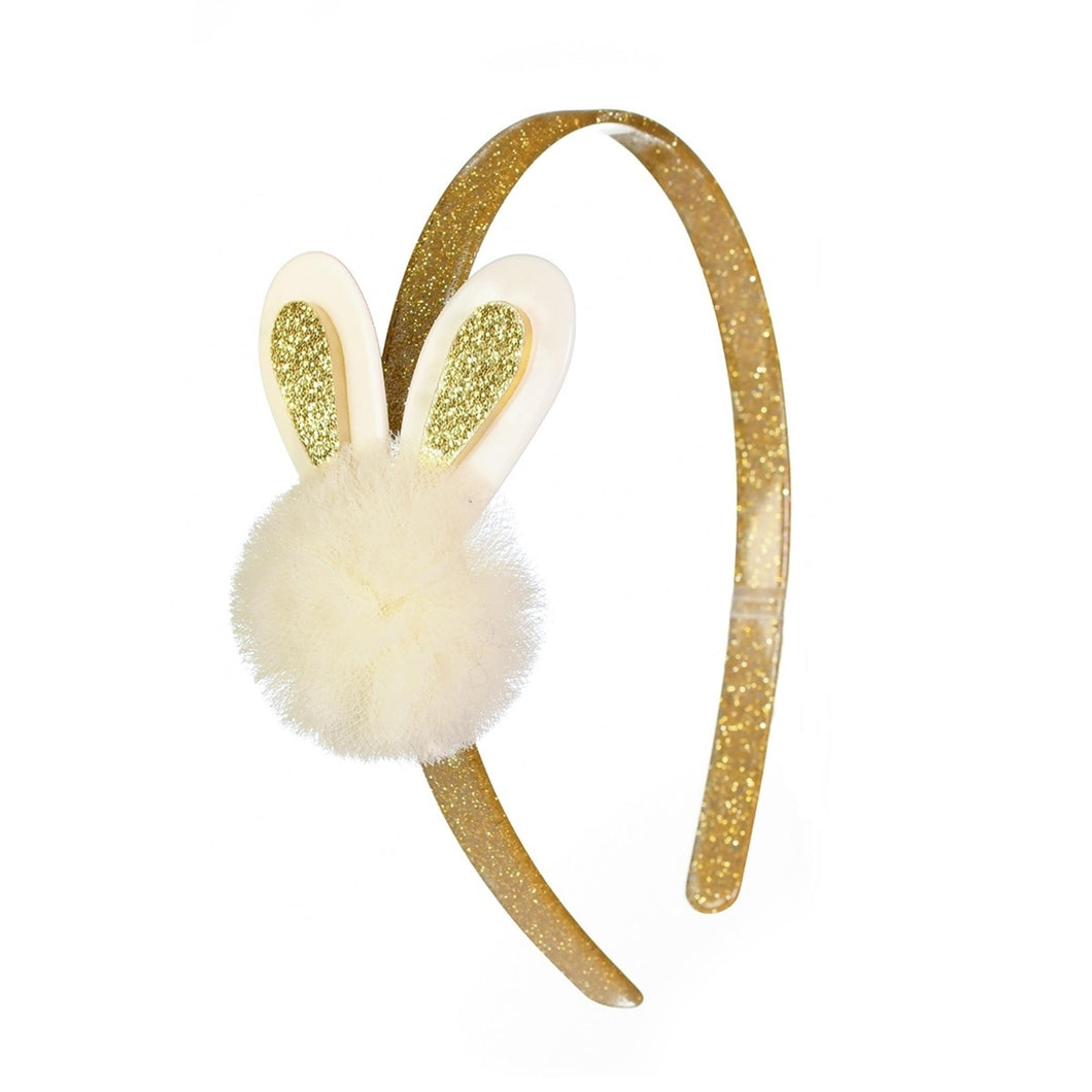 Pom Pom Bunny Headband Gold