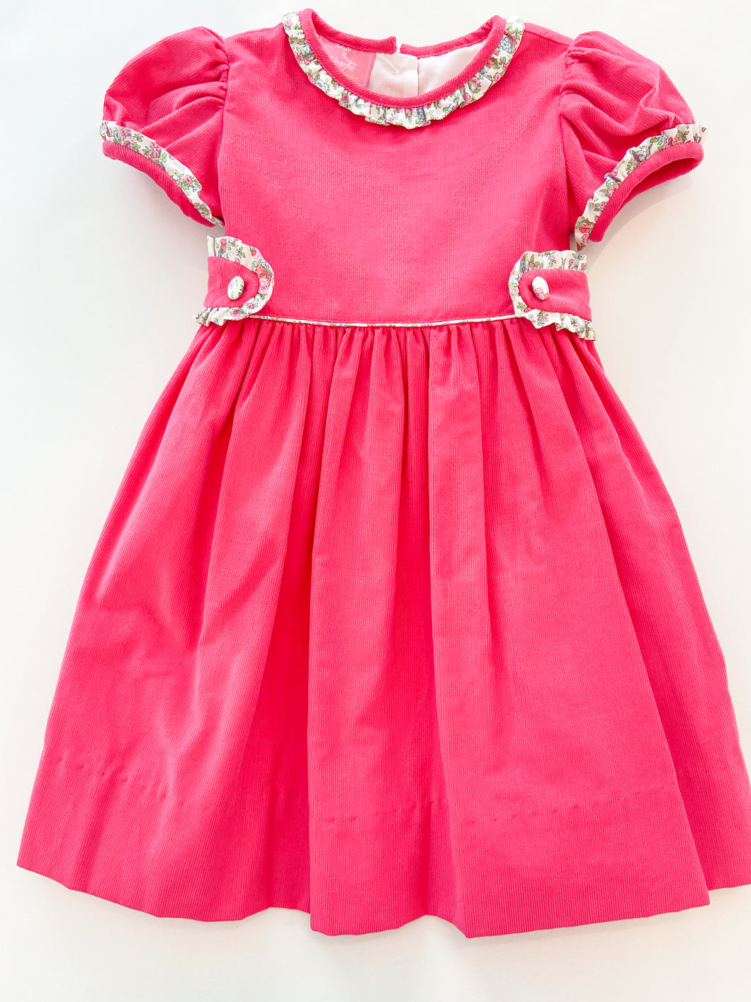 Hot Pink Corduroy Dress Ruffle Collar