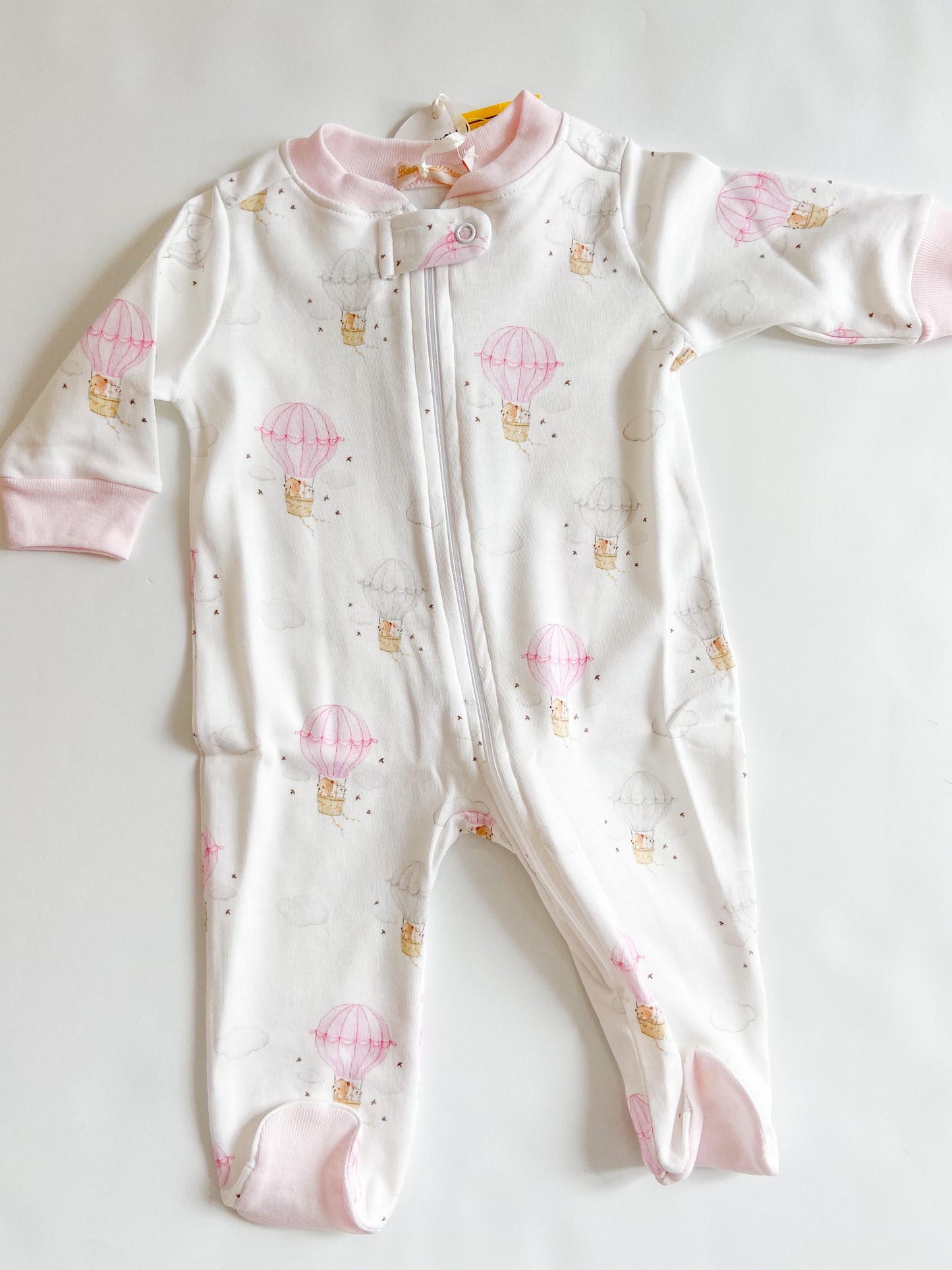 Let's Fly Together Zipped Footie Pink