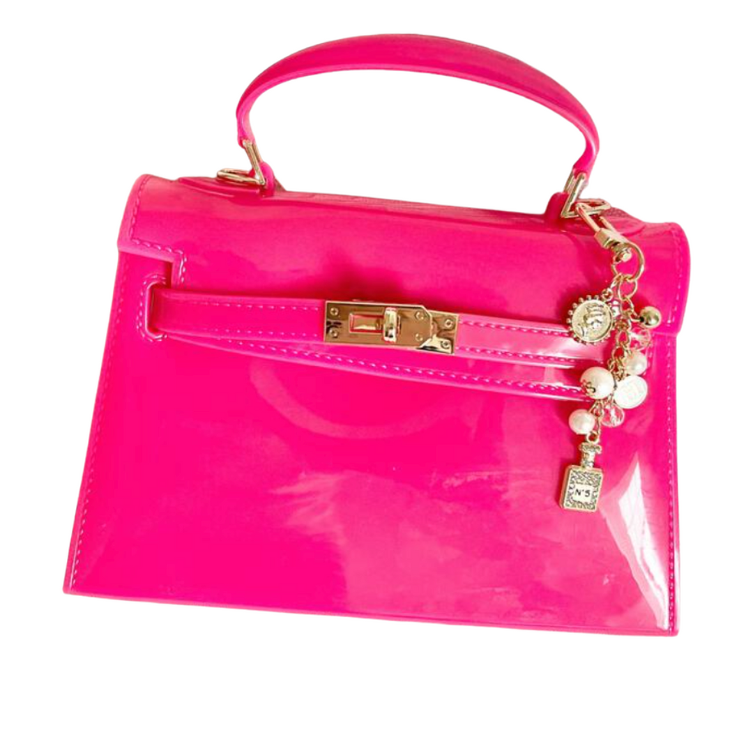 Jelly Luxe Charm Purse - Hot pink