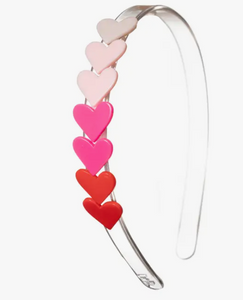 Centipede heart red to pink headband