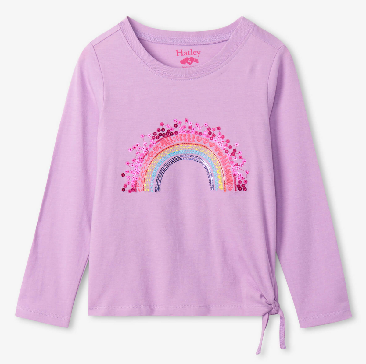 over the rainbow long sleeve tie front tee