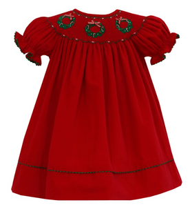 Red Cordurory Bishop Dress 320A